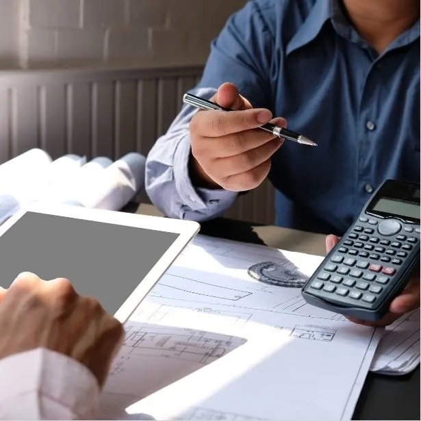 Accountant uses a calculator