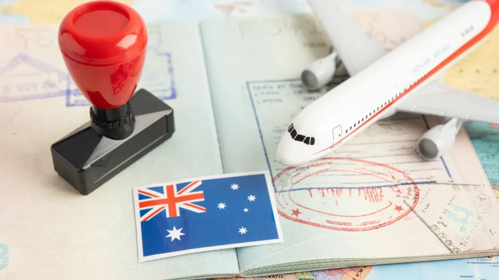 Australian passport and visa checked and stamped